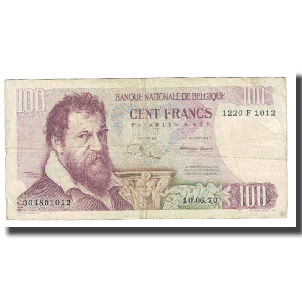 Banknote, Belgium, 100 Francs, 1970, 1970-06-10, KM:134a, VF(20-25)