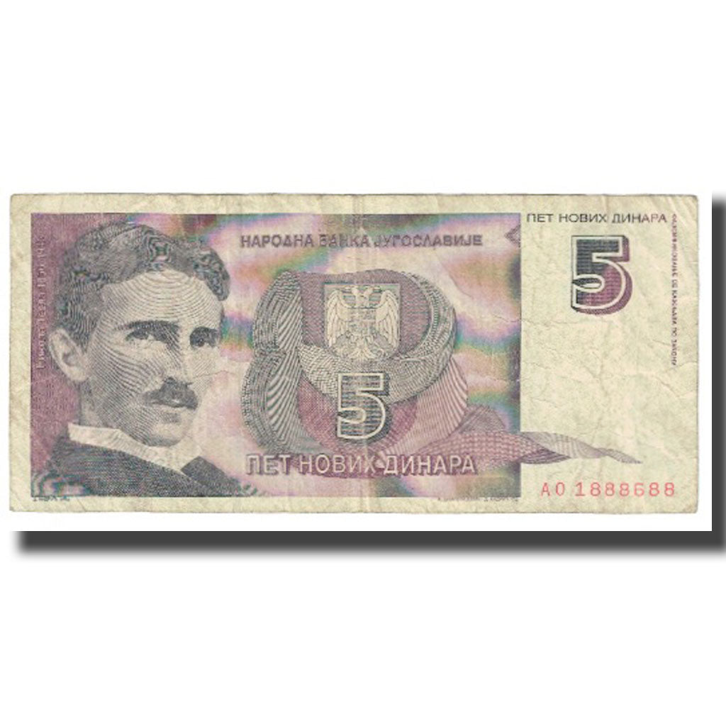 Billete, 5 Novih Dinara, 1994, Yugoslavia, 1994-03-03, KM:148, RC+