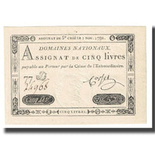 Francia, 5 Livres, 1791, Corsel, 1791-11-01, EBC, KM:A50