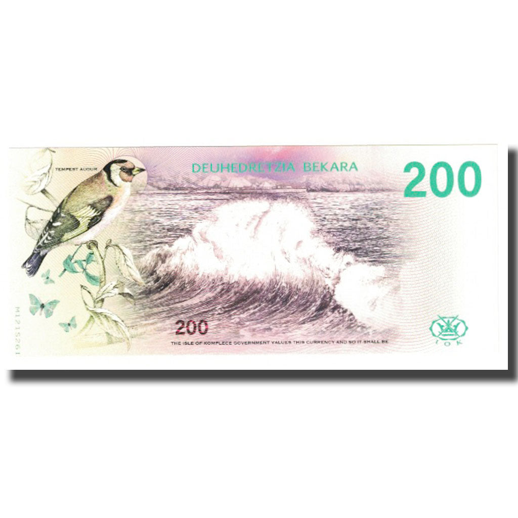 Billete, Tourist Banknote, 2019, Estados Unidos, ISLE OF KOMPLECE 200 BEKARA