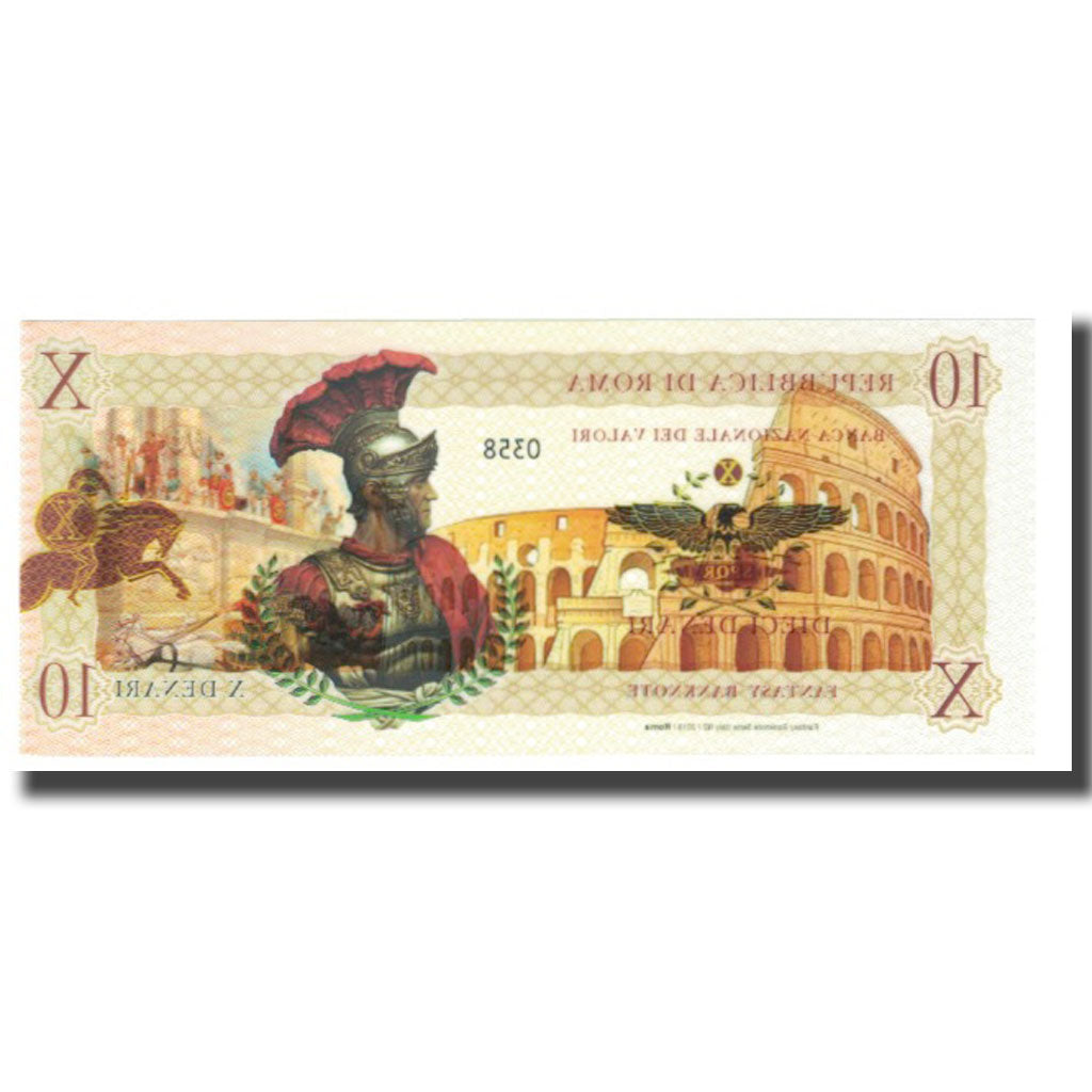 Banknote, Italy, Tourist Banknote, 2018, REPUBBLICA DI ROMA 10 DENARI