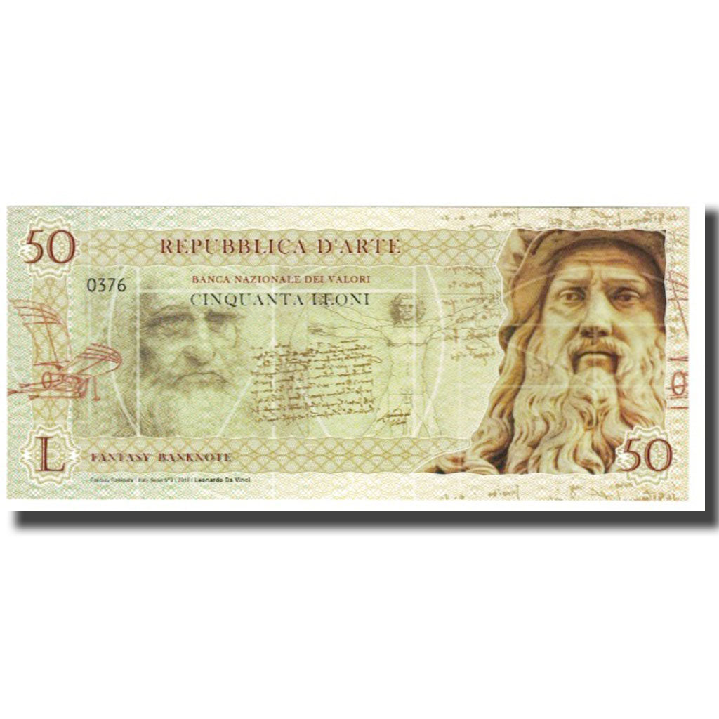 Banconote, Italia, Tourist Banknote, 2018, REPUBBLICA D'ARTE 50 LEONI, FDS