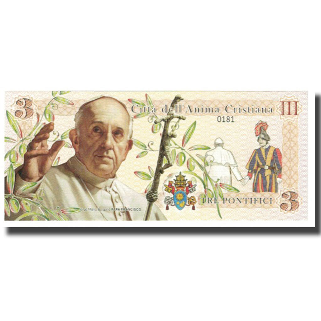 Banknote, Italy, Tourist Banknote, 2018, BANCA NATIONAL DEI VALORI 3 PONTIFICI