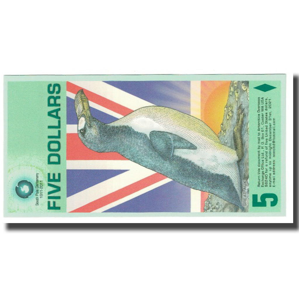 Nota, Antártida, 5 Dollars, 2011, 2011-12-14, UNC(65-70)