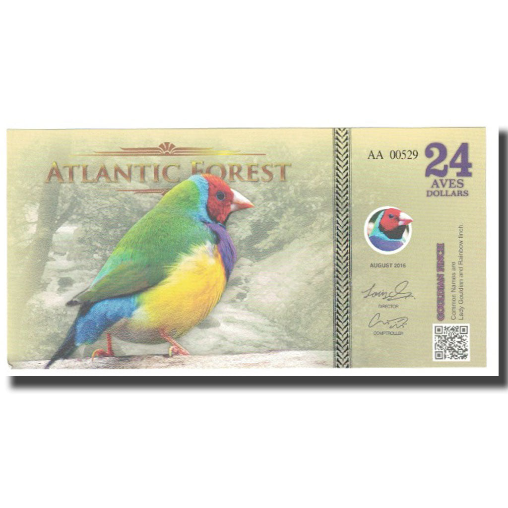 Banknote, Brazil, Dollar, 2016, 2016-08, ATLANTIC FOREST 24 DOLLARS, UNC(65-70)