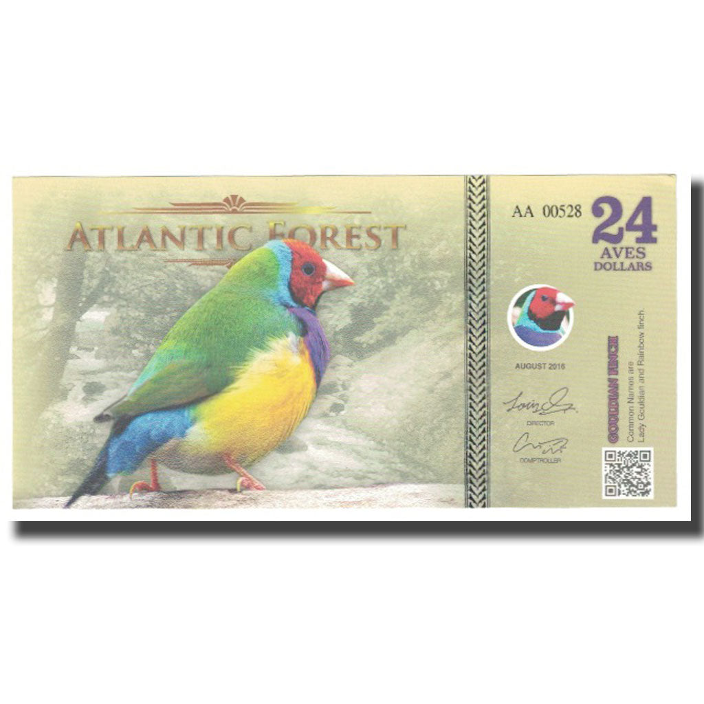 Banknote, Brazil, Dollar, 2016, 2016-08, ATLANTIC FOREST 24 DOLLARS, UNC(65-70)
