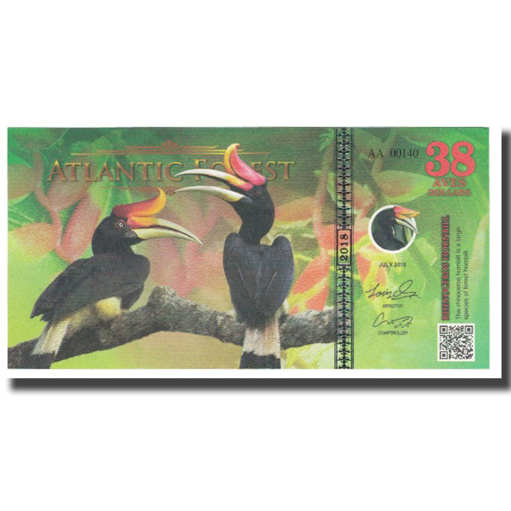 Banknote, Brazil, Dollar, 2018, 2018-07, ATLANTIC FOREST 38 DOLLARS, UNC(65-70)
