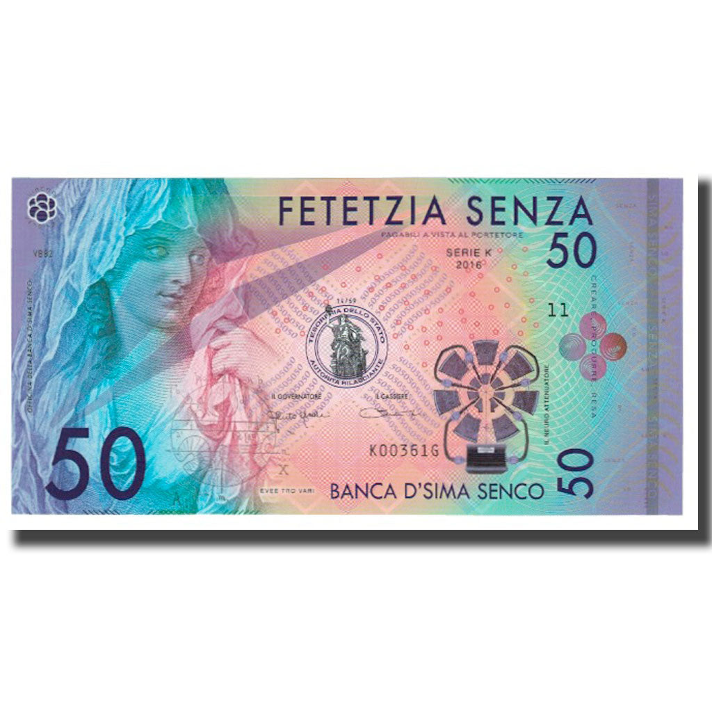 Banknote, Italy, Tourist Banknote, 2016, 50 SENZA, UNC(65-70)