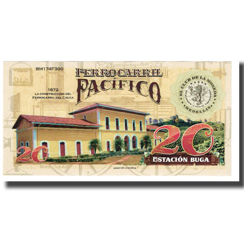 Geldschein, Kolumbien, Tourist Banknote, 20 CAFETEROS THE COFFE RAILROAD