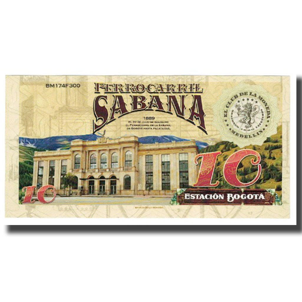 Geldschein, Kolumbien, Tourist Banknote, 10 CAFETEROS THE COFFE RAILROAD