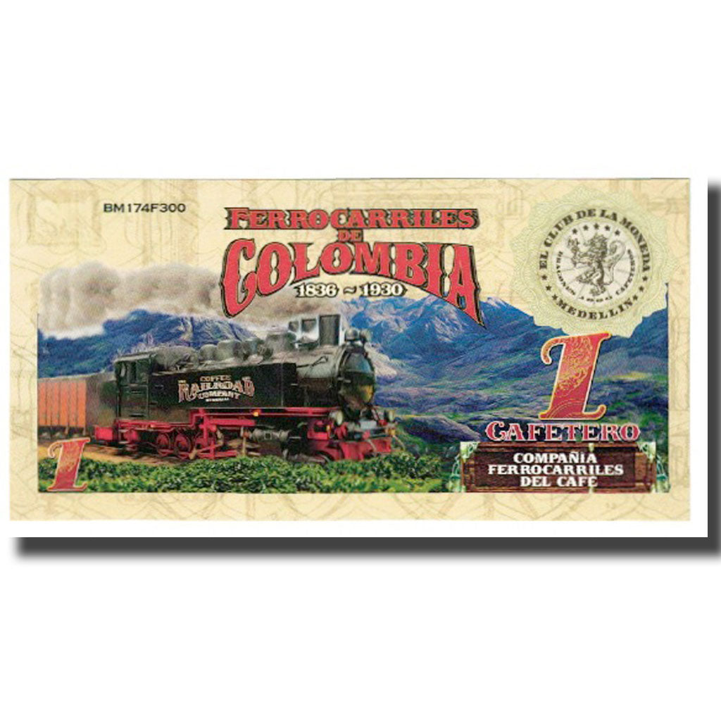 Banknote, Colombia, Tourist Banknote, 1 CAFETEROS THE COFFE RAILROAD COMPANY