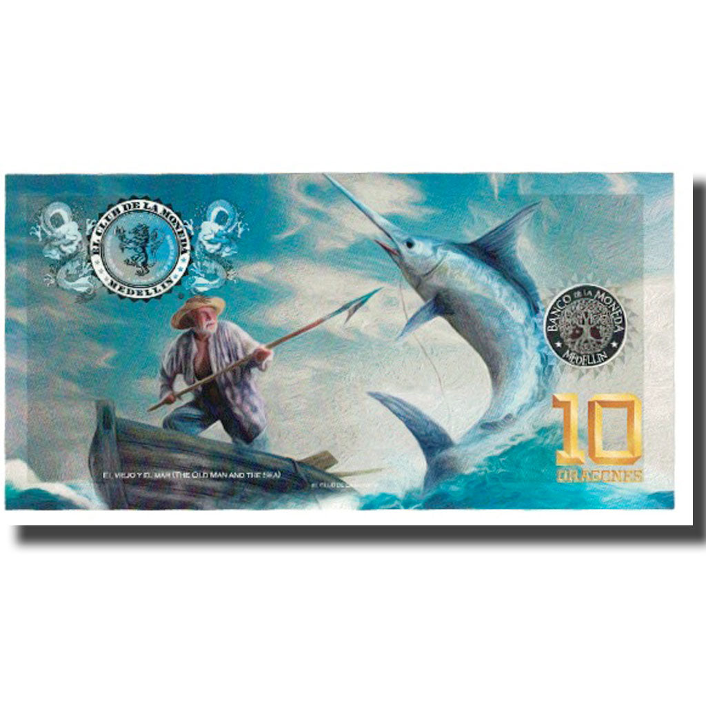 Billete, Tourist Banknote, Colombia, 10 DRAGONES EL CLUB DE LA MONEDA MEDELLIN