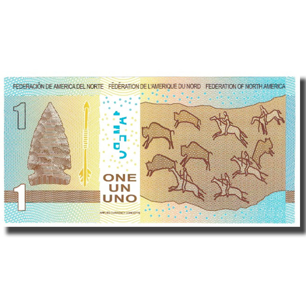 Banknot, USA, Tourist Banknote, 2015, Undated, 1 AMEROS FEDERATION OF NORTH
