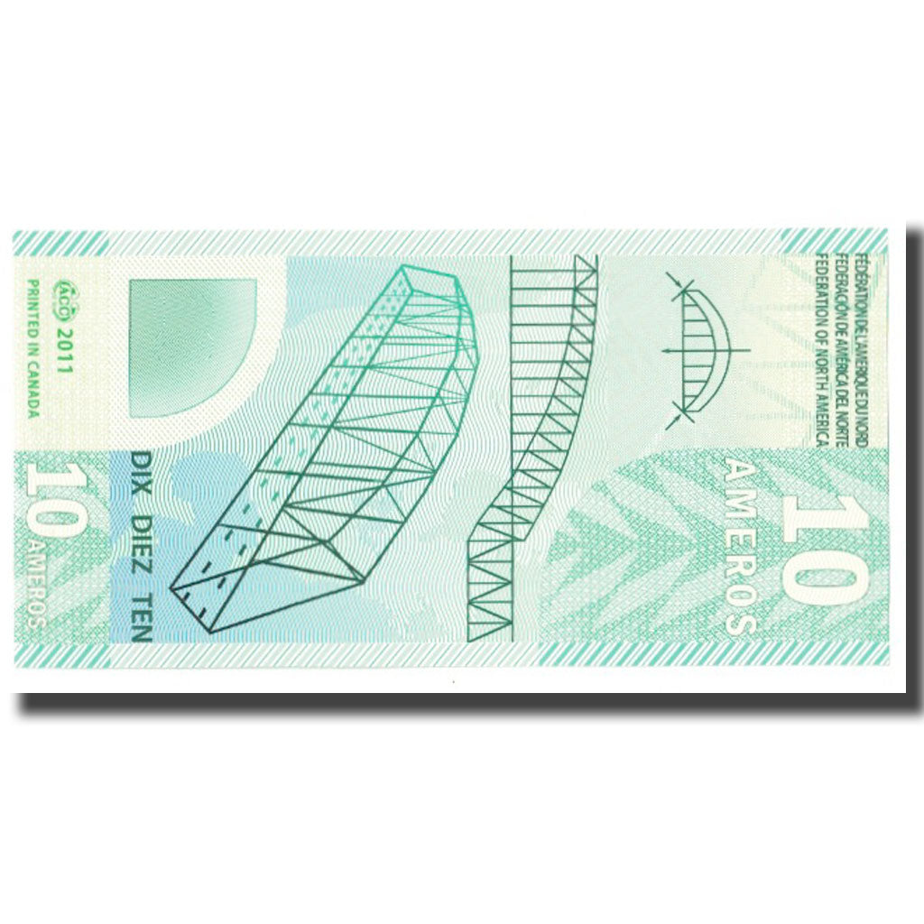 Banknote, United States, Tourist Banknote, 2011, 10 AMEROS FEDERATION OF NORTH