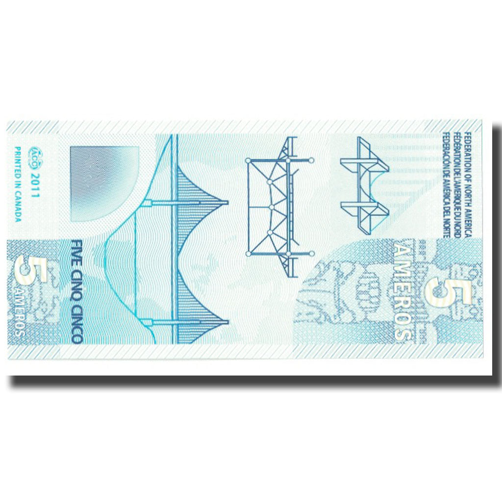 Banknot, USA, Tourist Banknote, 2011, Undated, 5 AMEROS FEDERATION OF NORTH