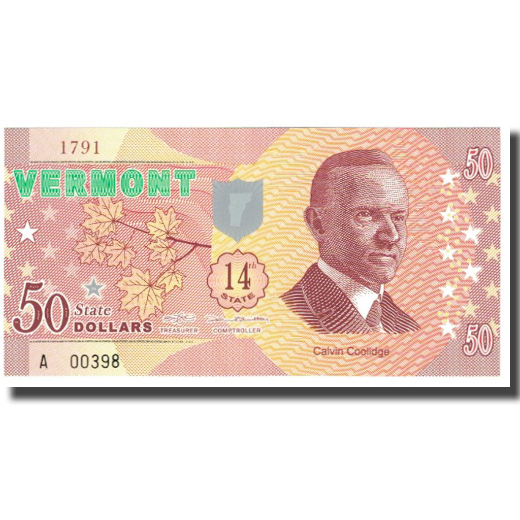 Billet, États-Unis, 50 Dollars, VERMONT, NEUF