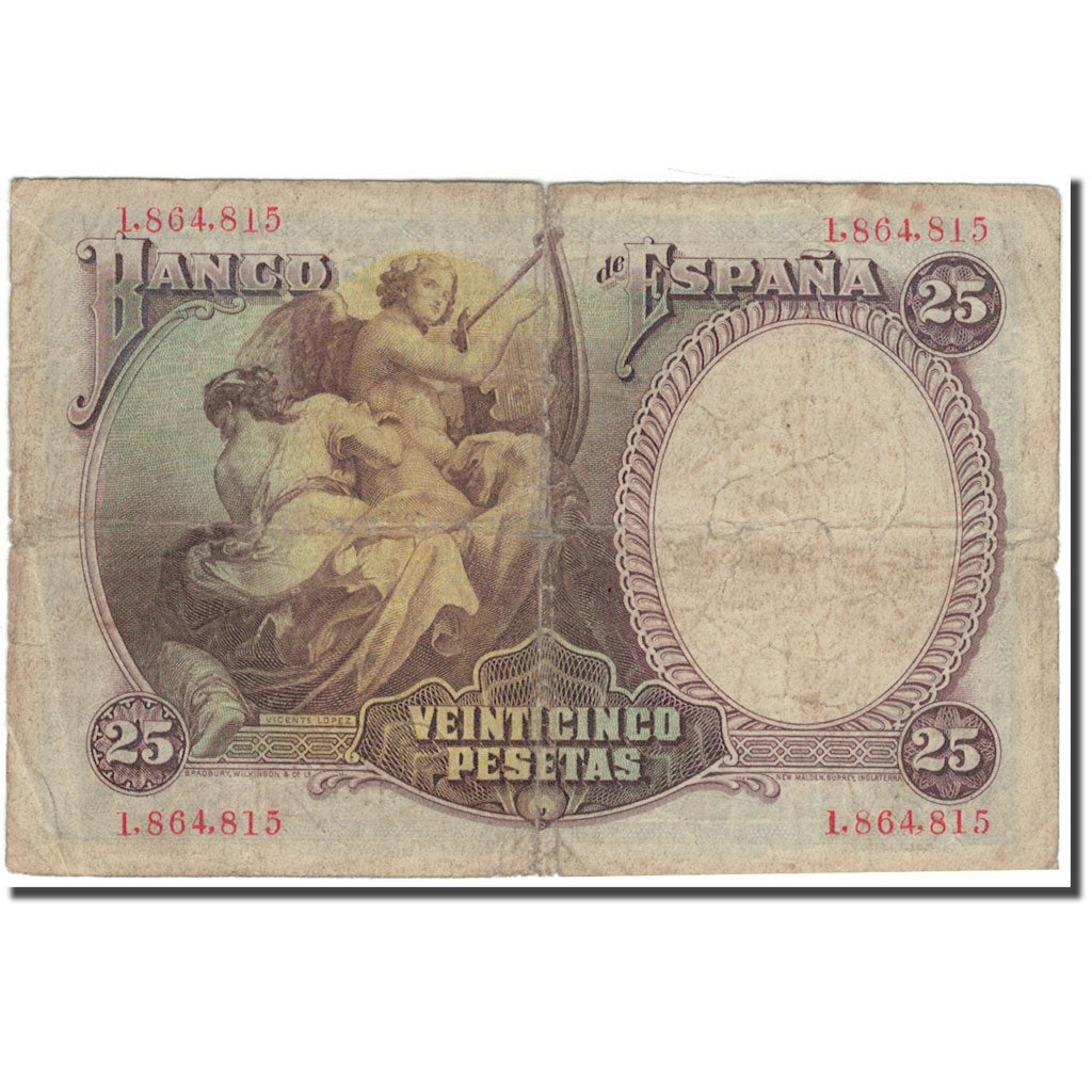 Banknote, Spain, 25 Pesetas, 1931, 1931-04-25, KM:81, VG(8-10)