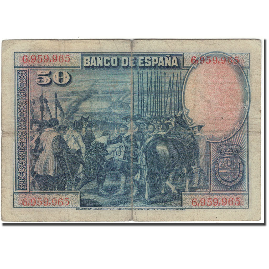 Banknote, Spain, 50 Pesetas, 1928, 1928-08-15, KM:75a, F(12-15)