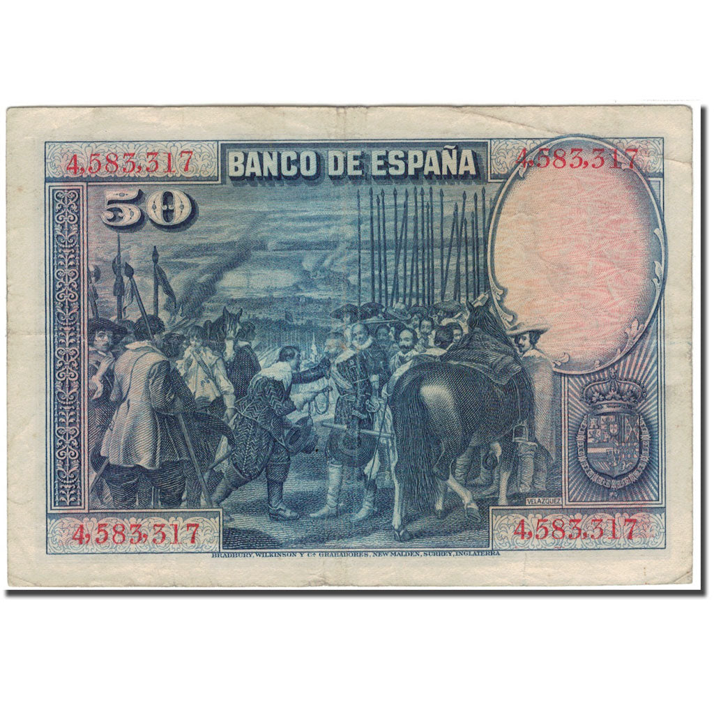 Banknot, Hiszpania, 50 Pesetas, 1928, 1928-08-15, KM:75a, VF(30-35)