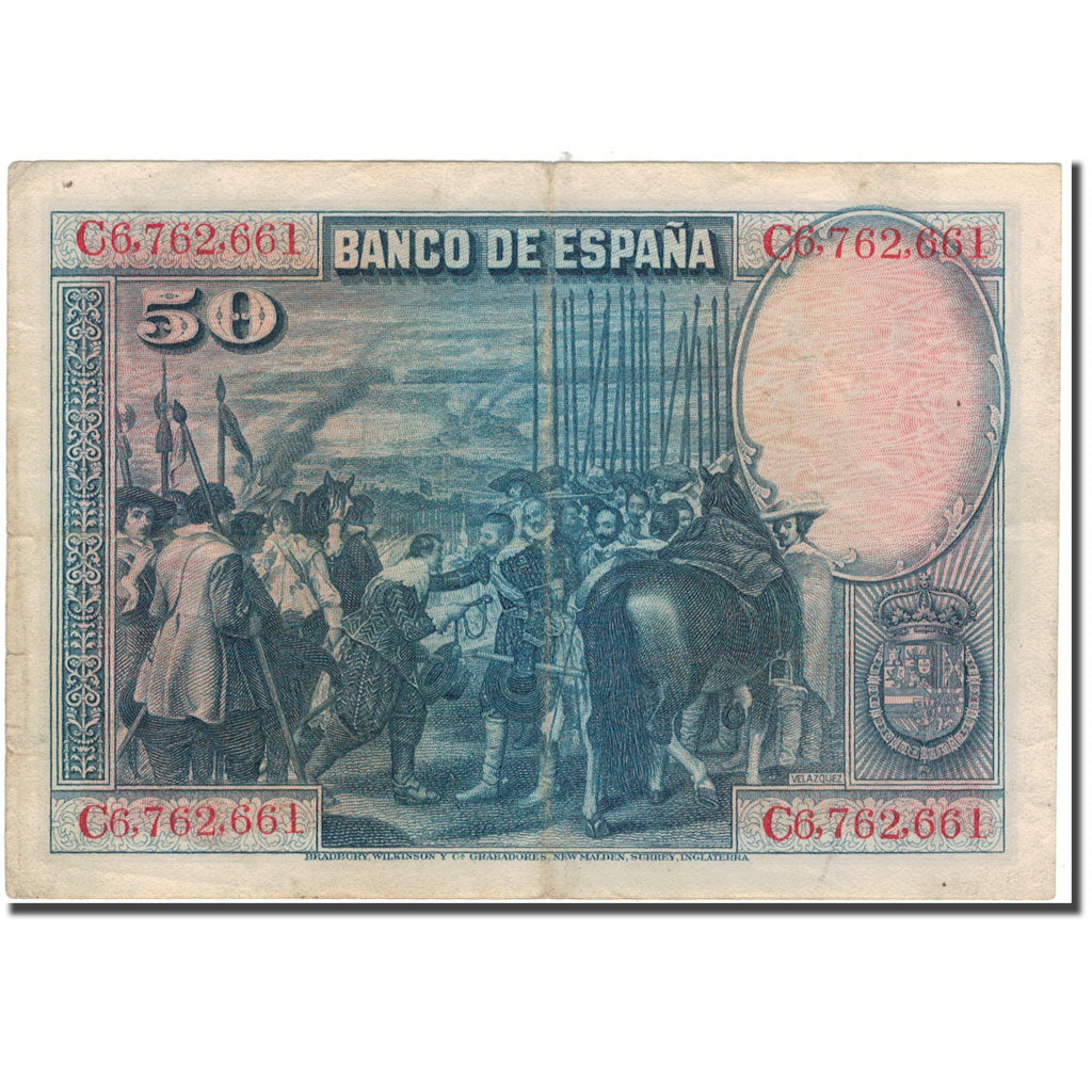 Banconote, Spagna, 50 Pesetas, 1928, 1928-08-15, KM:75b, BB