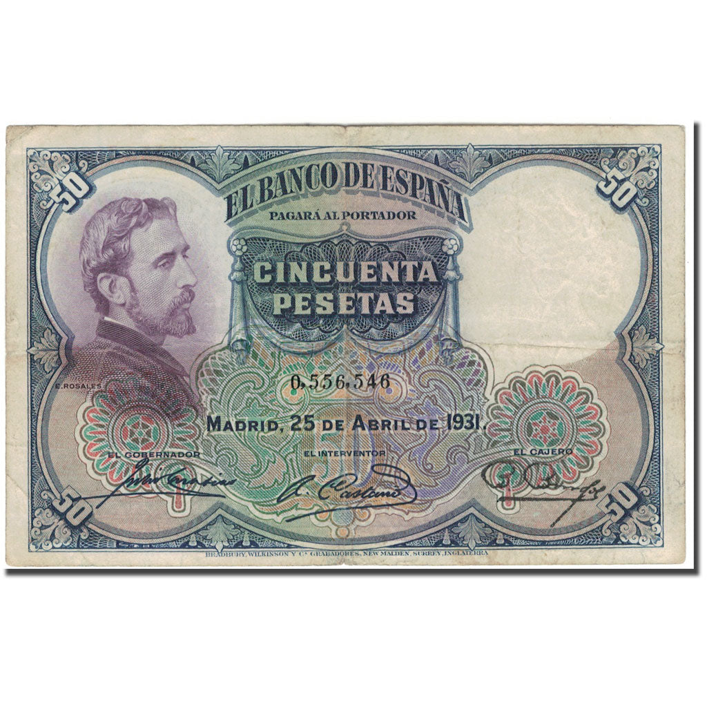 Banknote, Spain, 50 Pesetas, 1931, 1931-04-25, KM:82, VF(20-25)