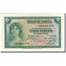 Billet, Espagne, 5 Pesetas, 1935, KM:85a, NEUF
