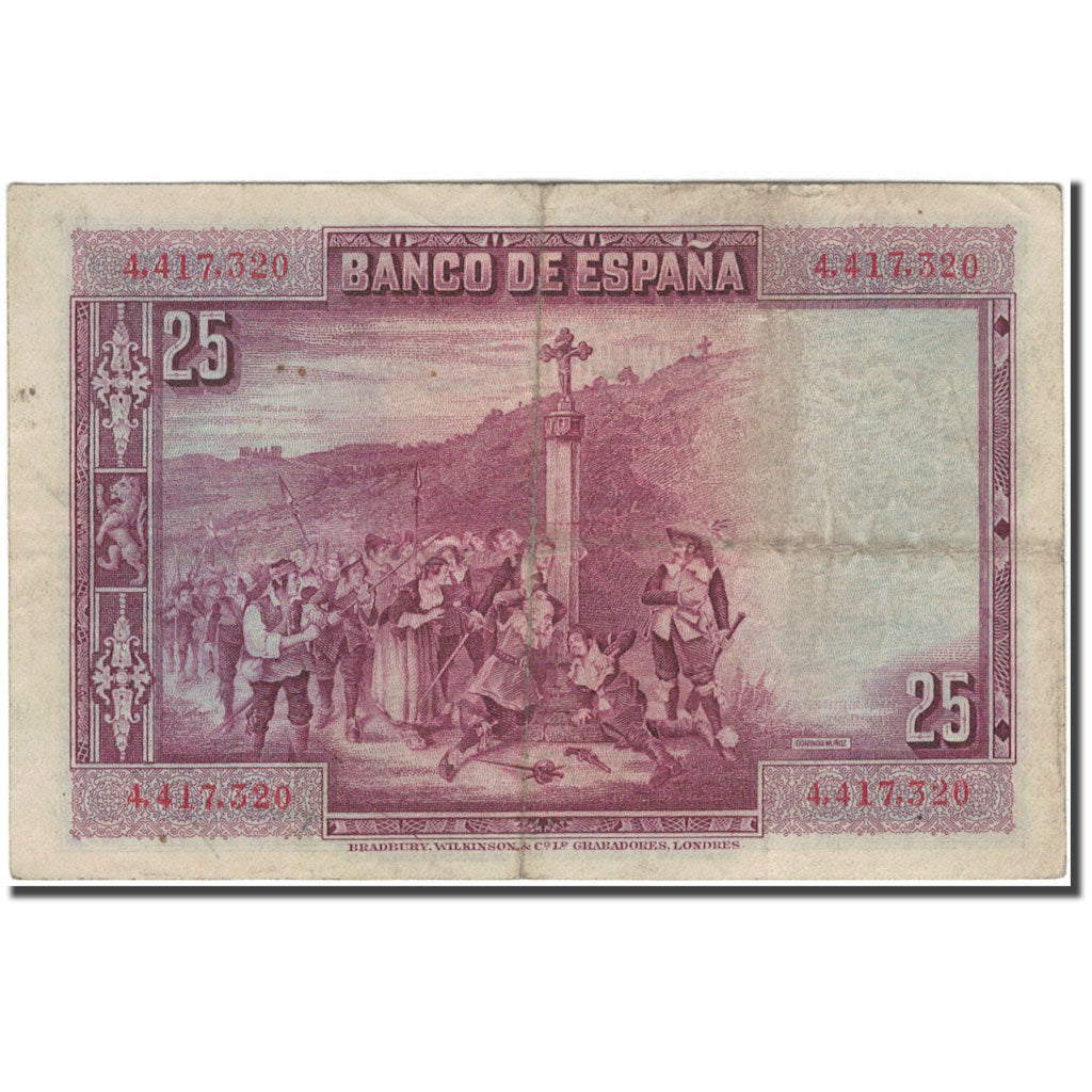 Banknote, Spain, 25 Pesetas, 1928, 1928-08-15, KM:74a, VF(20-25)