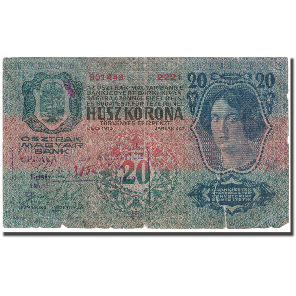Banknote, Austria, 20 Kronen, 1913, 1913-01-02, KM:13, G(4-6)