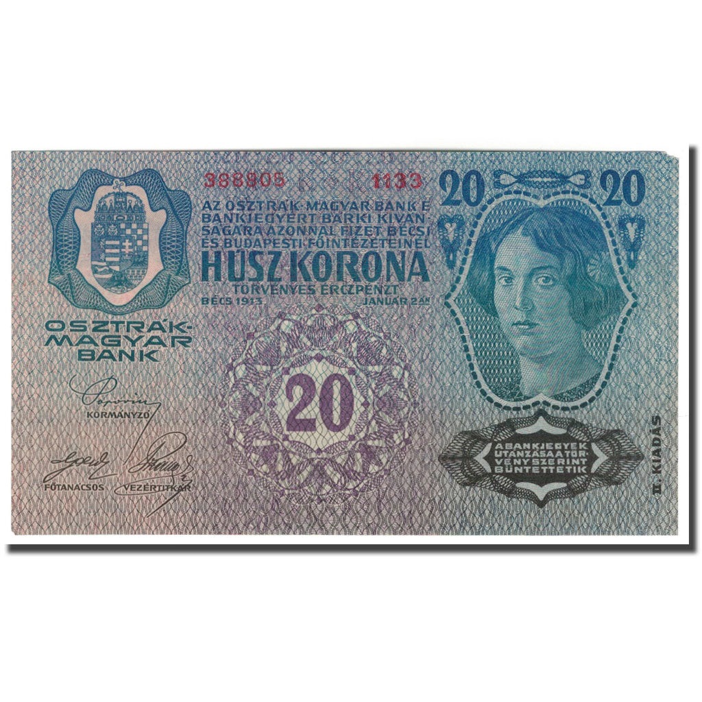 Banknote, Austria, 20 Kronen, 1913, 1913-01-02, KM:53a, AU(50-53)