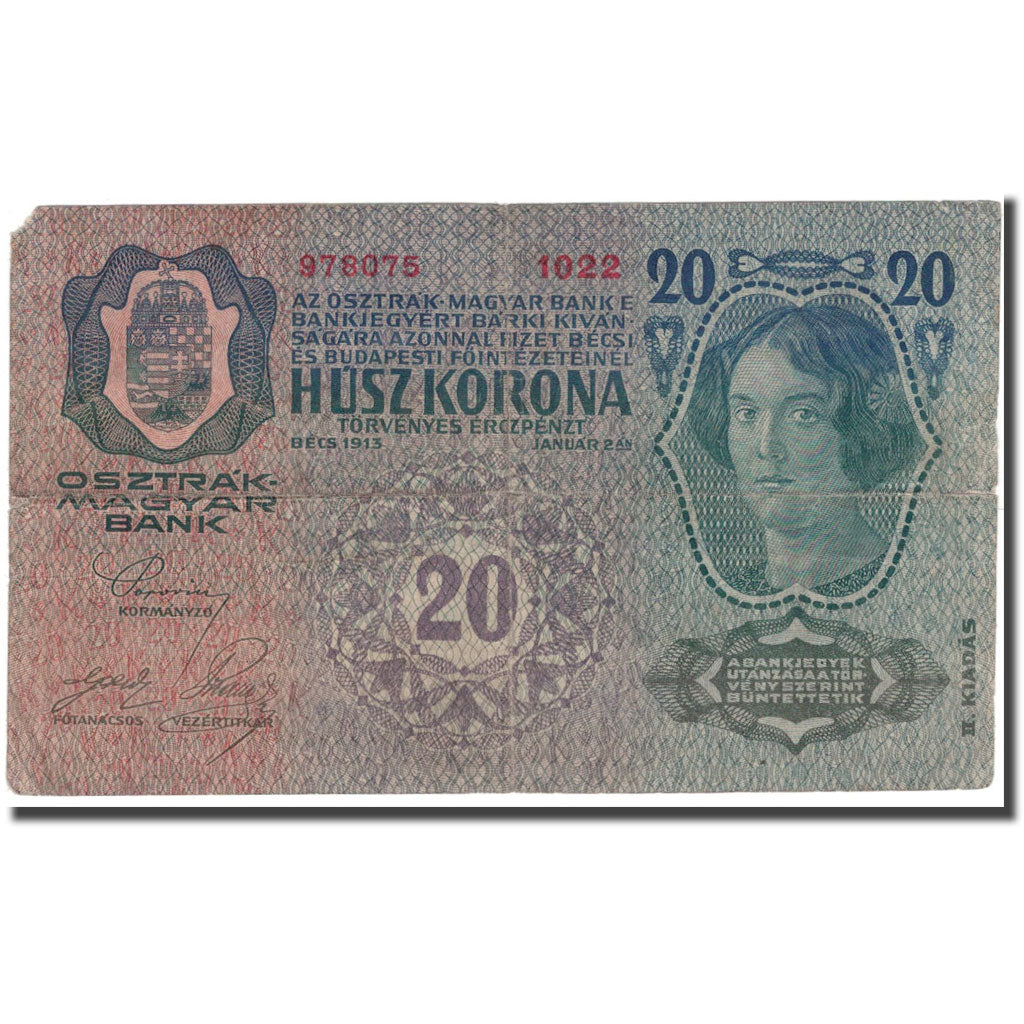 Banknote, Austria, 20 Kronen, 1913, 1913-01-02, KM:53a, VF(20-25)