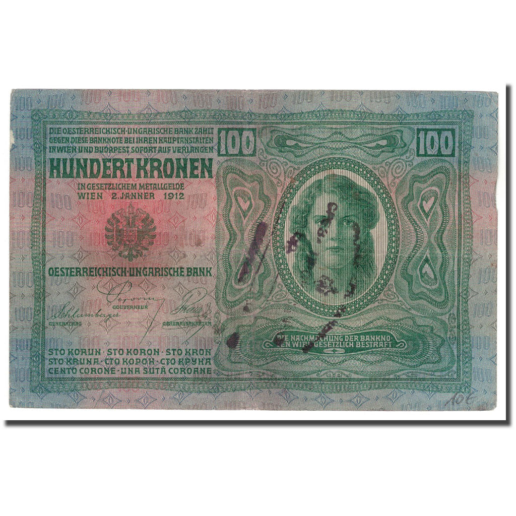 Banknote, Austria, 100 Kronen, 1912, 1912-01-02, KM:12, AU(50-53)