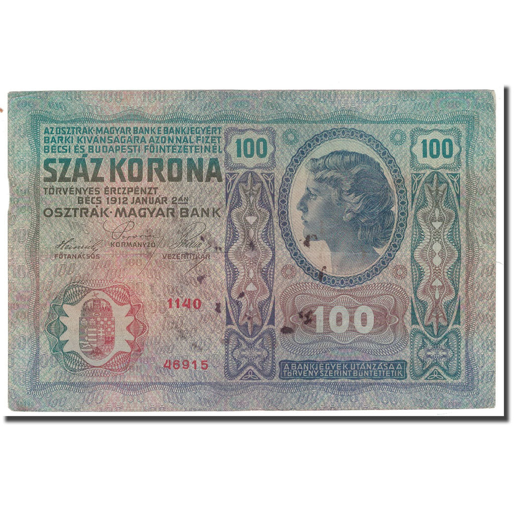 Banknote, Austria, 100 Kronen, 1912, 1912-01-02, KM:12, AU(50-53)