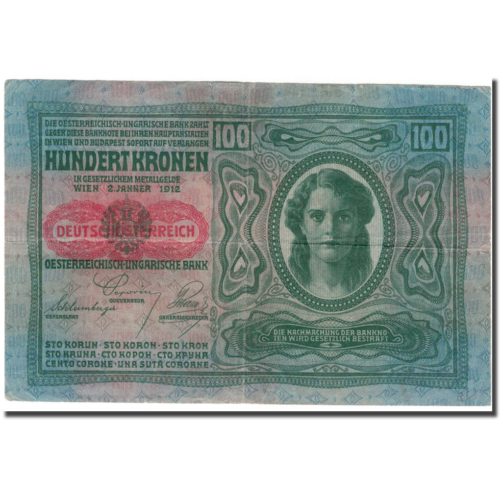 Banknote, Austria, 100 Kronen, 1912, 1912-01-02, KM:56, EF(40-45)