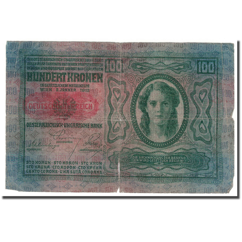 Geldschein, Österreich, 100 Kronen, 1912, 1912-01-02, KM:56, SGE