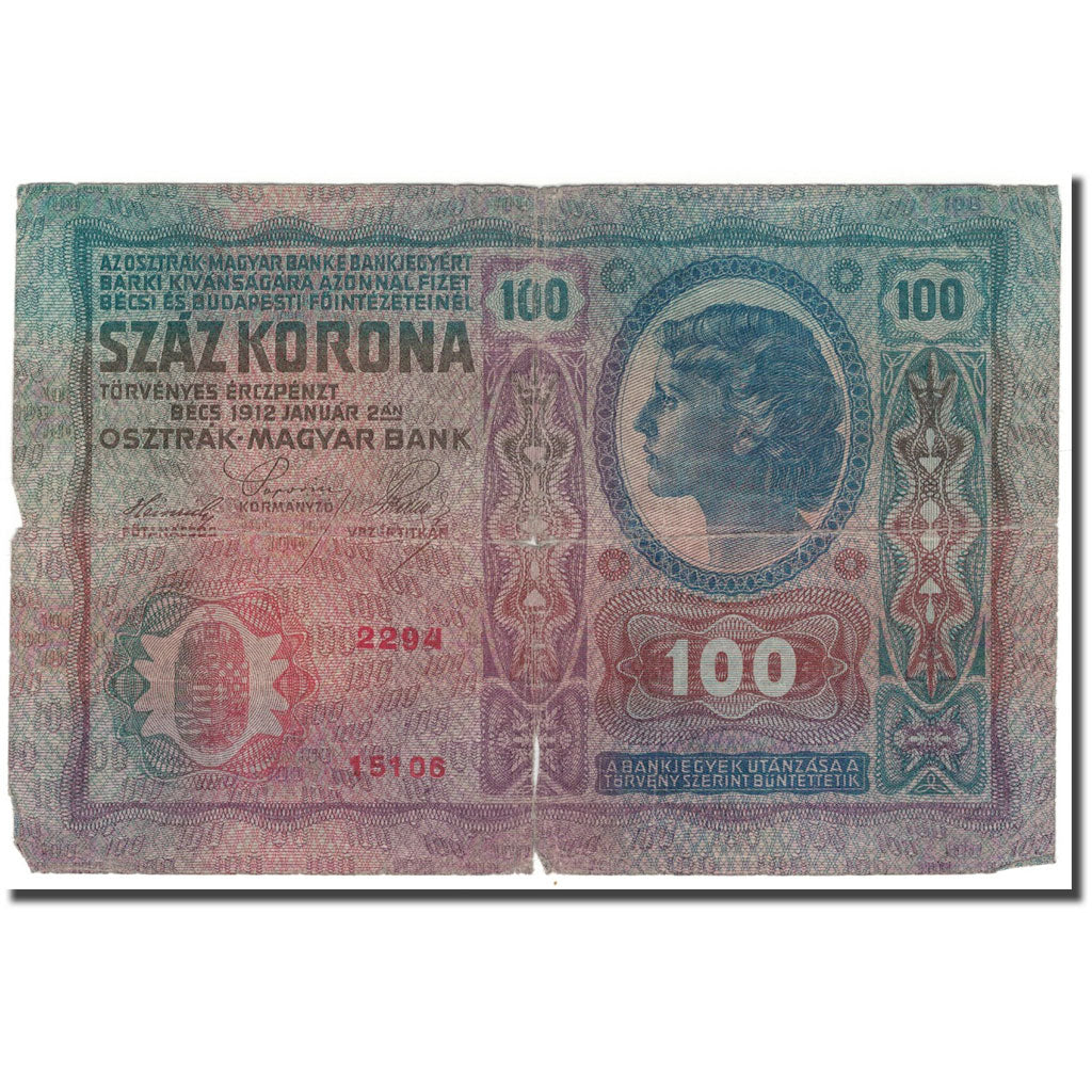 Geldschein, Österreich, 100 Kronen, 1912, 1912-01-02, KM:56, SGE