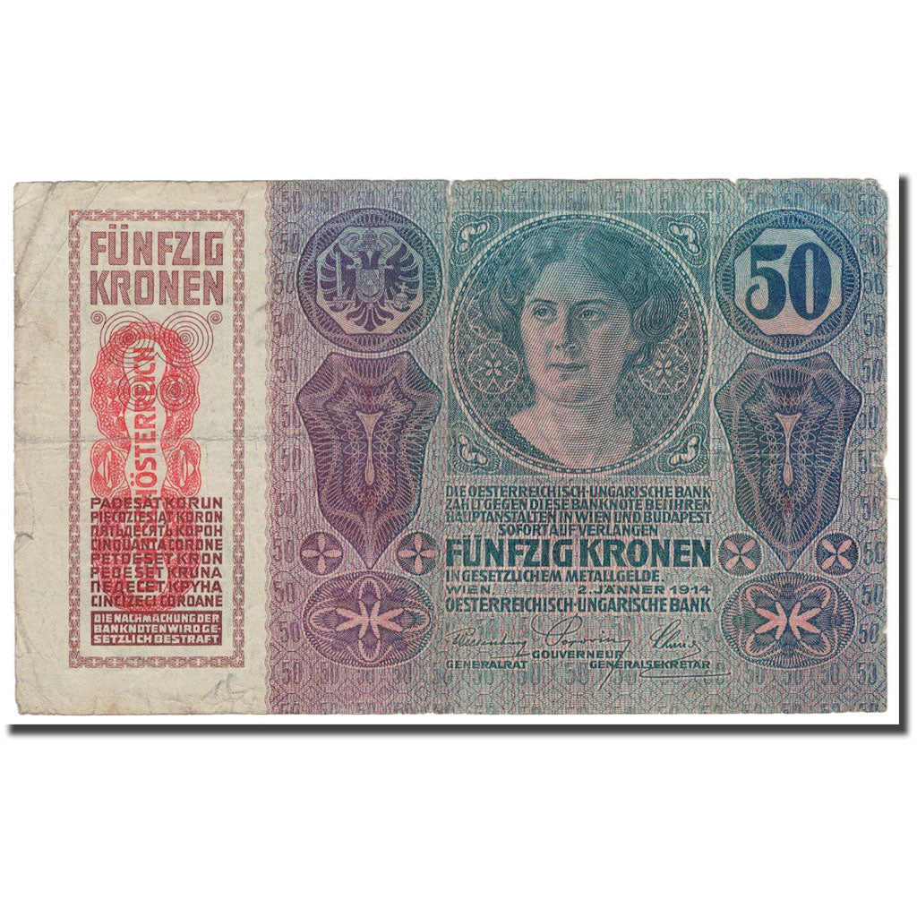 Banknote, Austria, 50 Kronen, 1914, 1914-01-02, KM:54a, F(12-15)