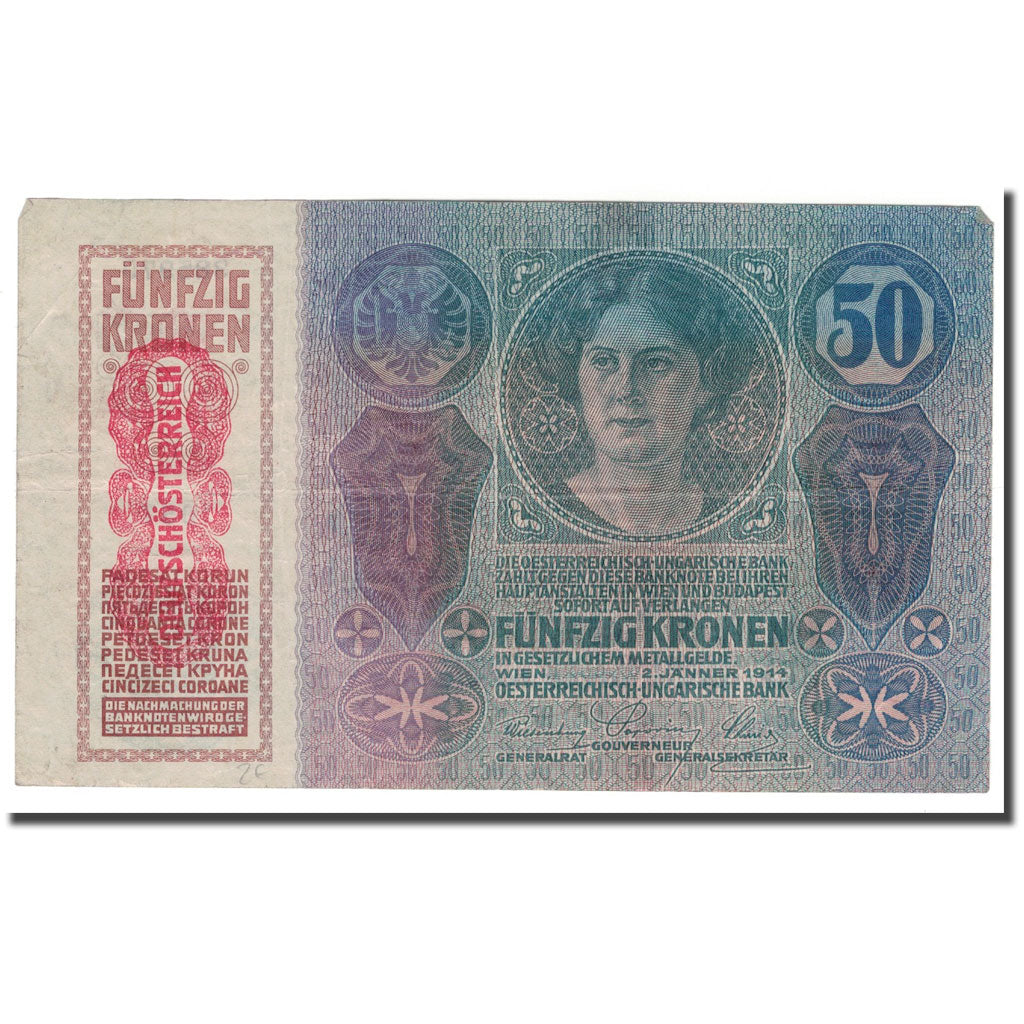 Banknote, Austria, 50 Kronen, 1914, 1914-01-02, KM:54a, VF(30-35)