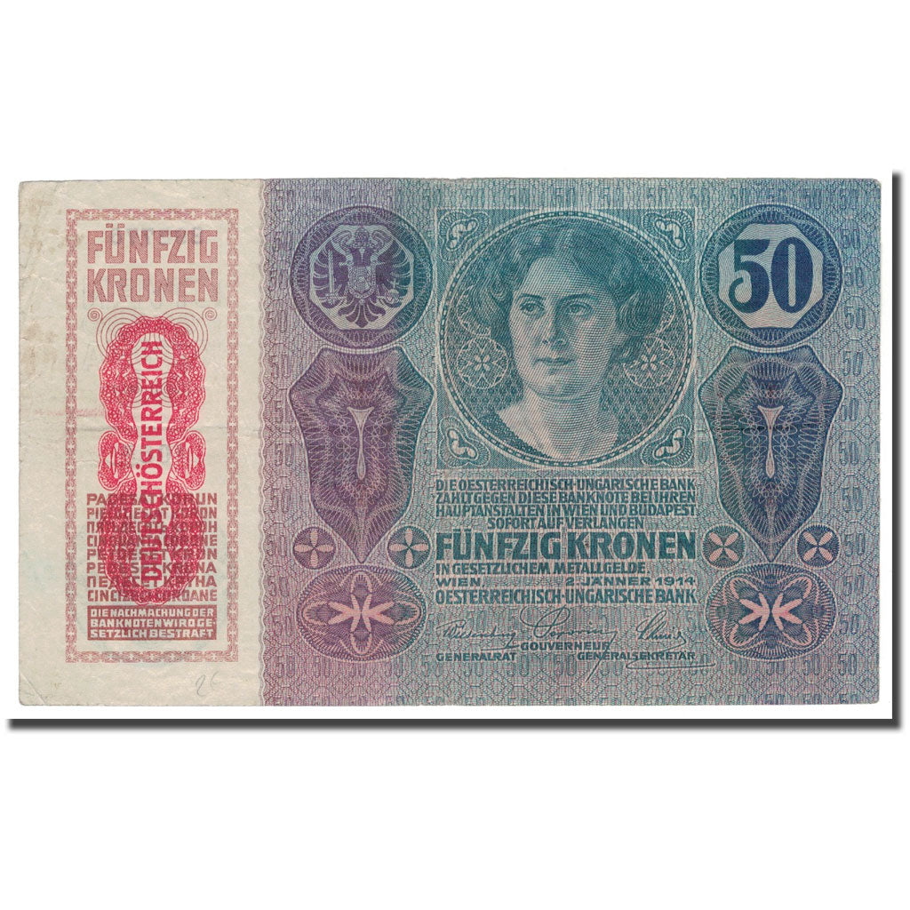Banknote, Austria, 50 Kronen, 1914, 1914-01-02, KM:54a, VF(30-35)