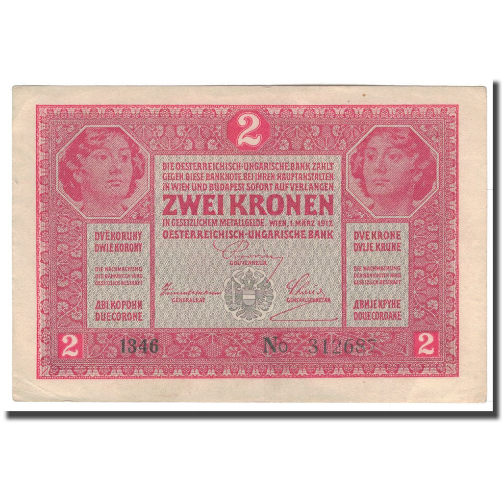 Banknote, Austria, 2 Kronen, 1917, 1917-03-01, KM:21, AU(50-53)