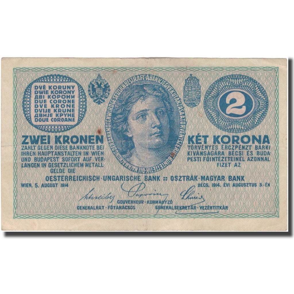 Banknote, Austria, 2 Kronen, 1914, 1914-08-05, KM:17b, VF(30-35)