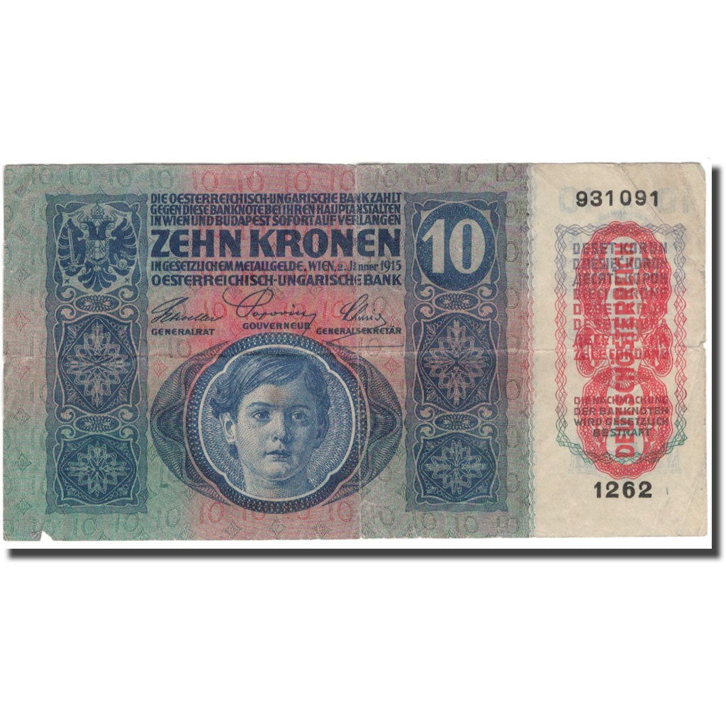 Banknote, Austria, 10 Kronen, 1915, 1915-01-02, KM:51a, F(12-15)