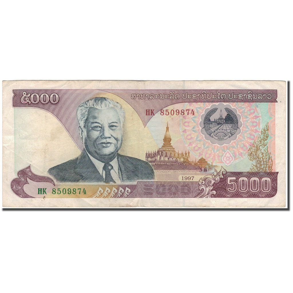 Banconote, Laos, 5000 Kip, 1997, KM:34a, MB+