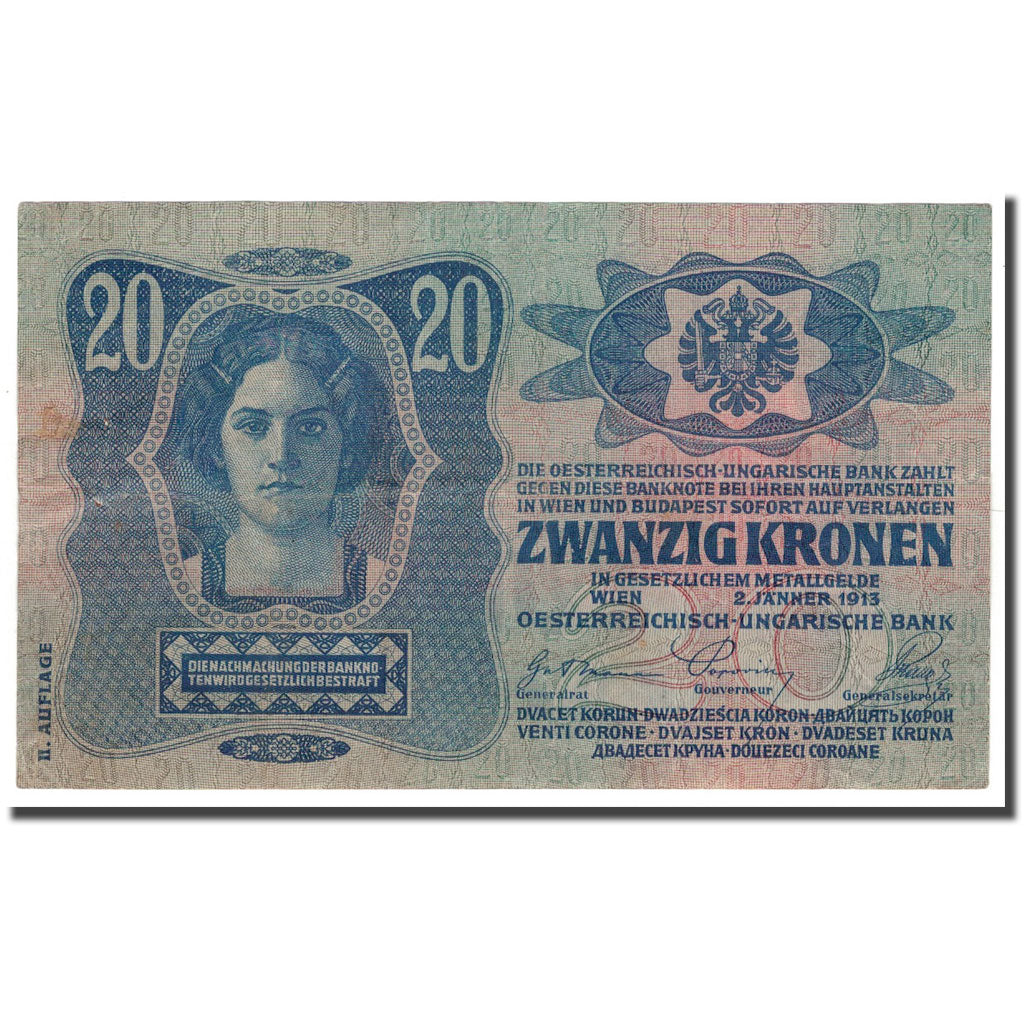 Banknote, Austria, 20 Kronen, 1913, 1913-01-02, KM:14, EF(40-45)