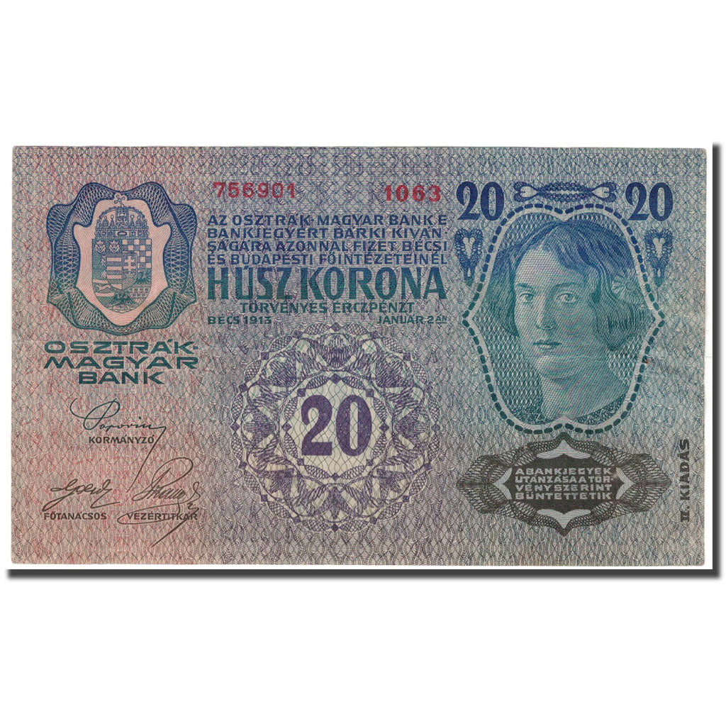 Banknote, Austria, 20 Kronen, 1913, 1913-01-02, KM:14, EF(40-45)