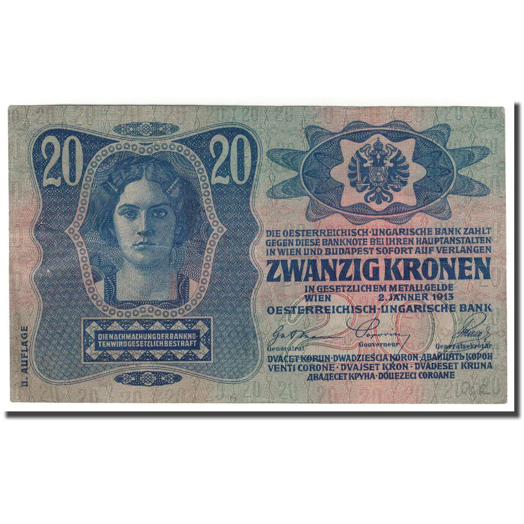 Banknote, Austria, 20 Kronen, 1913, 1913-01-02, KM:14, AU(50-53)