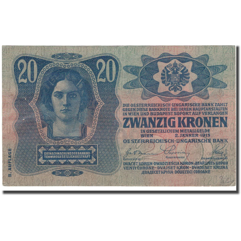 Banknote, Austria, 20 Kronen, 1913, 1913-01-02, KM:14, AU(50-53)