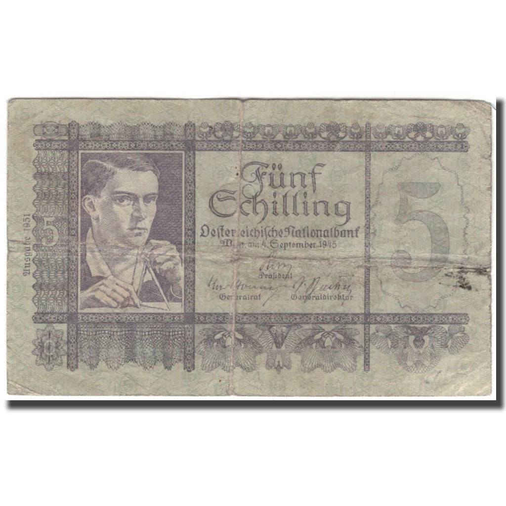 Banknote, Austria, 5 Schilling, 1945, 1945-09-04, KM:126, VF(20-25)
