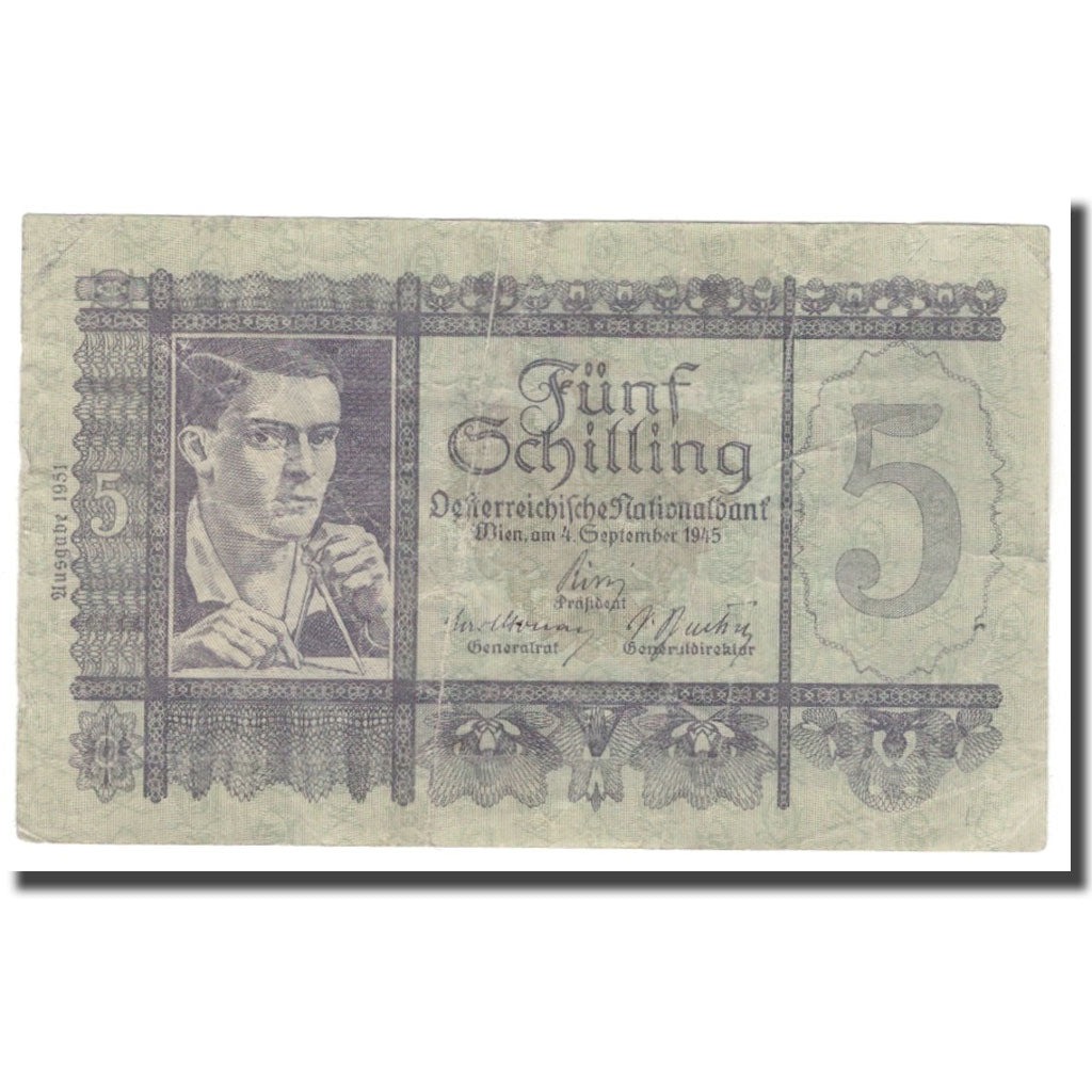 Banconote, Austria, 5 Schilling, 1945, 1945-09-04, KM:126, BB
