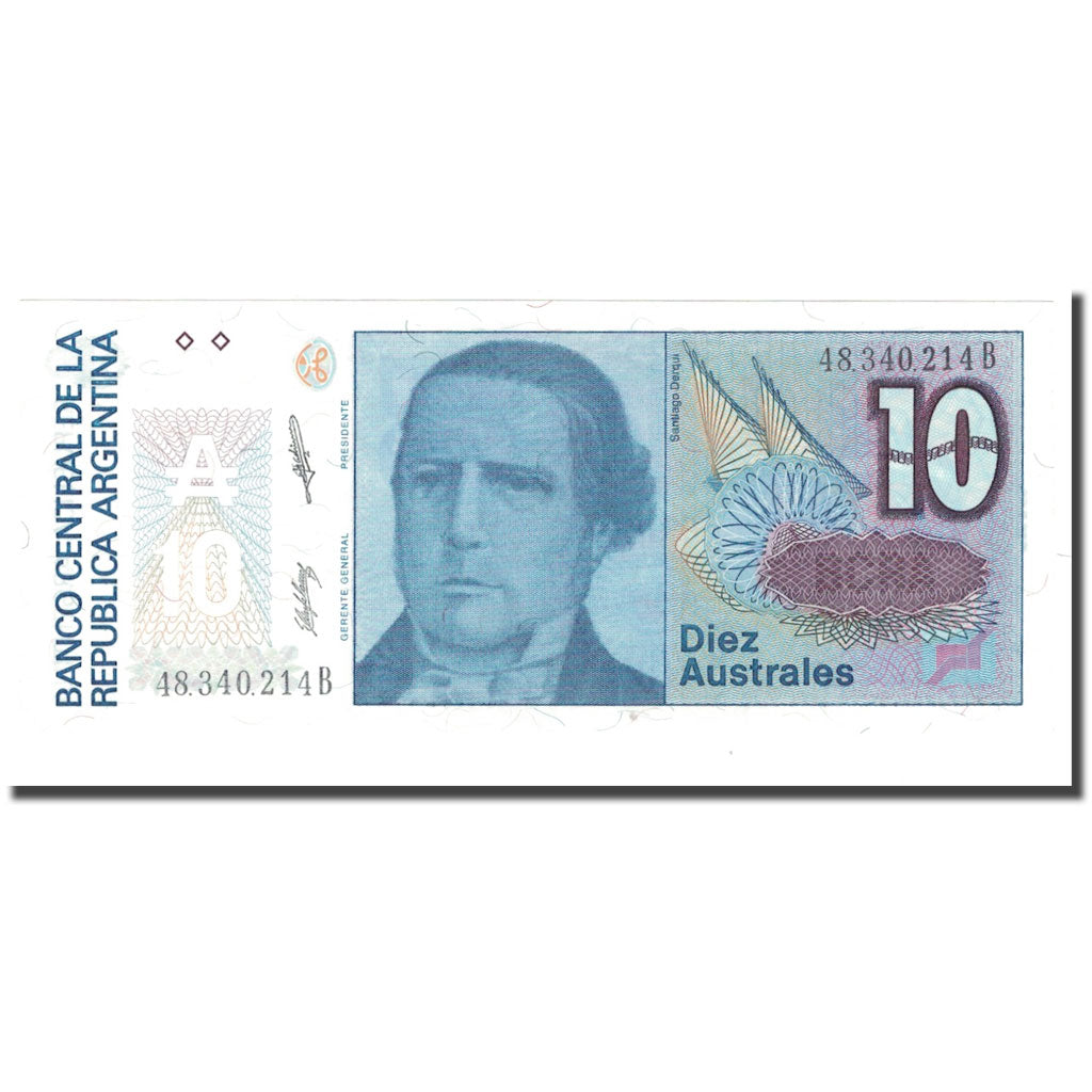 Nota, Argentina, 10 Australes, KM:325b, UNC(65-70)