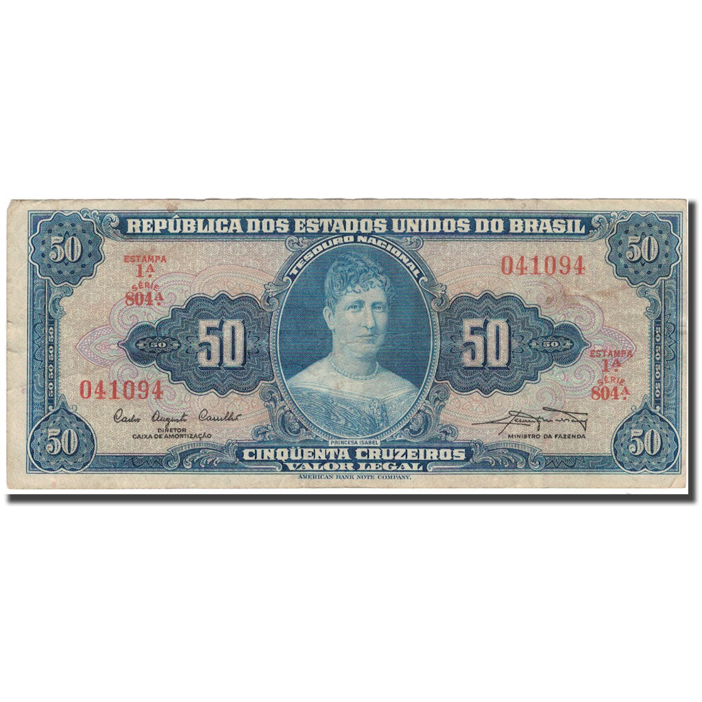 Banknote, Brazil, 50 Cruzeiros, KM:169a, VF(20-25)